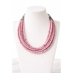 Carolyn Pollack Pink Dolomite 5‎ Strand Sterling Silver Necklace J266602 NEW